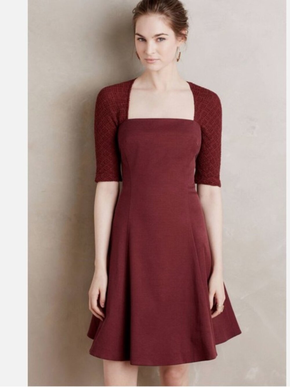 Anthropologie Gracie Dress by Moulinette Soeurs in wine in size 4